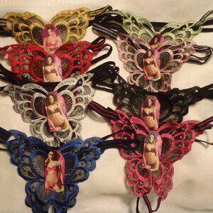 FHIDEAI Embroidered Butterfly Thong Panty OS fits most Choice Color NWT